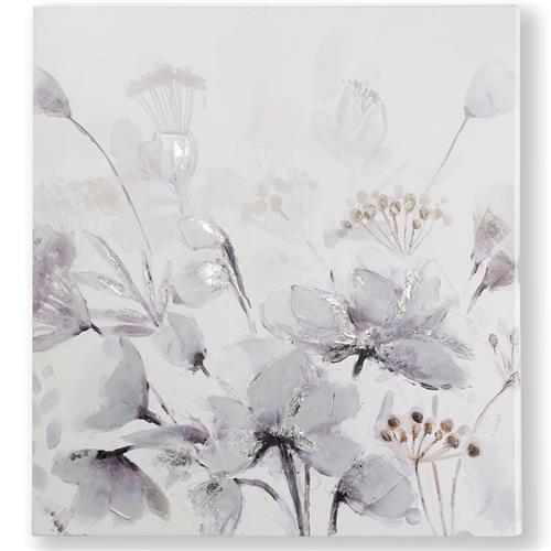 Gold, Grey & White Wall Print - Flowers