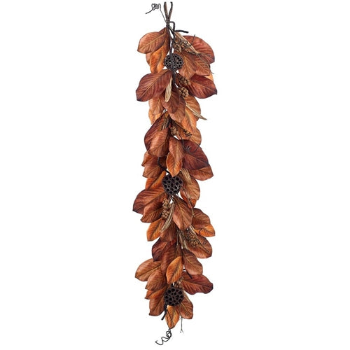 5' Magnolia Leaf & Pod Garland