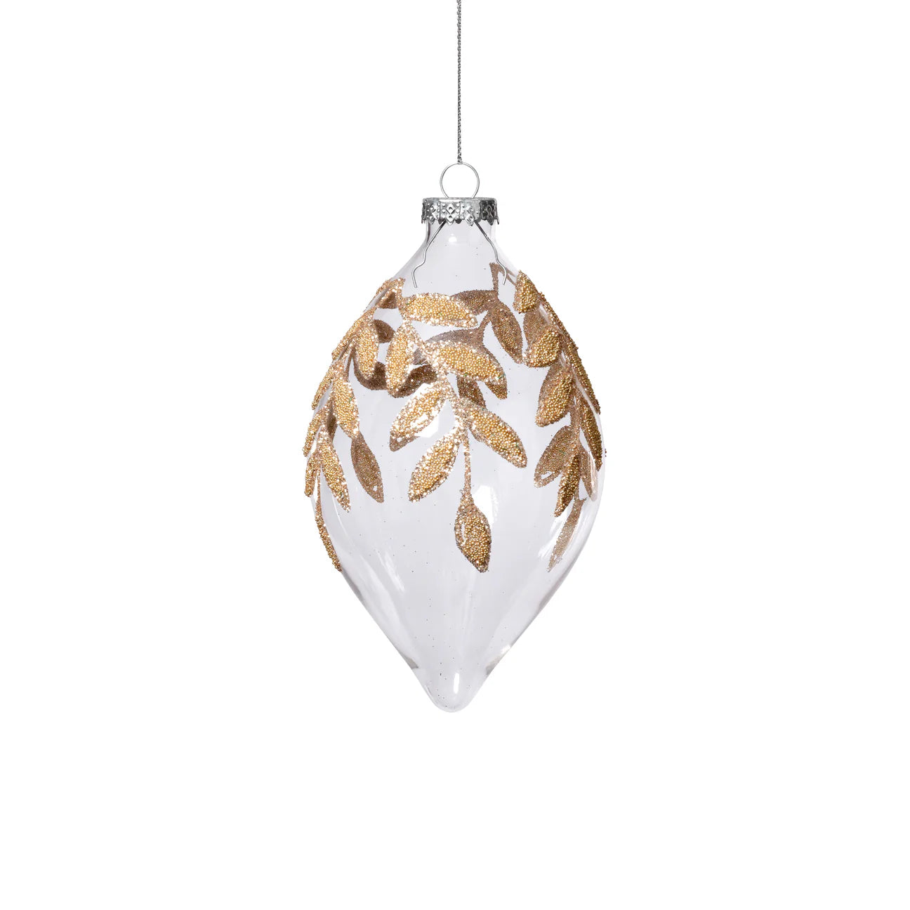 Gold Beaded Leaf Ornament